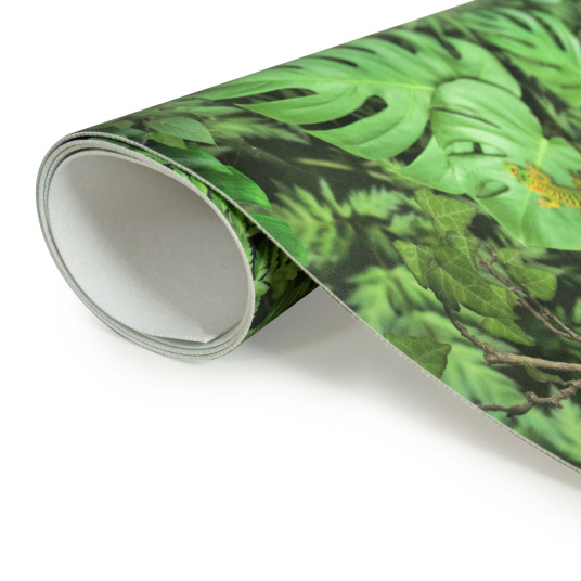 Rouleau de Sol PVC Textile Relief 3D imprimé Faune et flore tropicale, avec envers textile visible