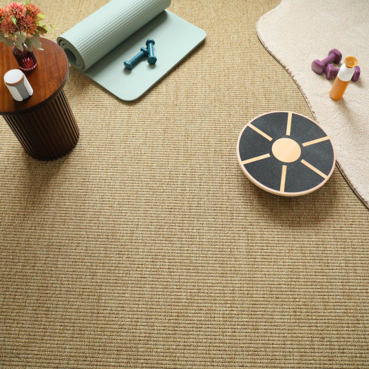 Moquette Tissé plat aspect coton - Pilates - Beige naturel - vue de loin