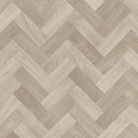 Sol vinyle Prestige Batitec - Sintra T45, imitation parquet en chevrons aux nuances de bois beige et gris clair