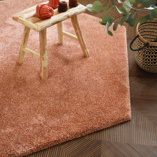 Tapis de salon design hexagonal Touch - Rose corail - salon