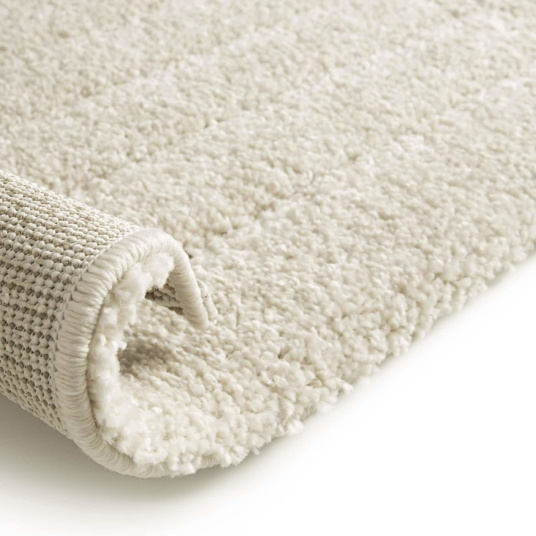 Tapis en relief géométrique - Andréa - Écru et beige naturel - envers