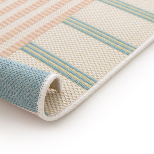 Tapis d'intérieur ou d'extérieur vintage Basile pastel multicolore - envers