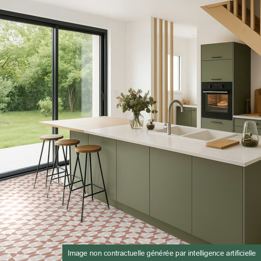Sol Vinyle Mood - Atelier Bauhaus - Terracotta dans une cuisine tendance et chaleureuse
