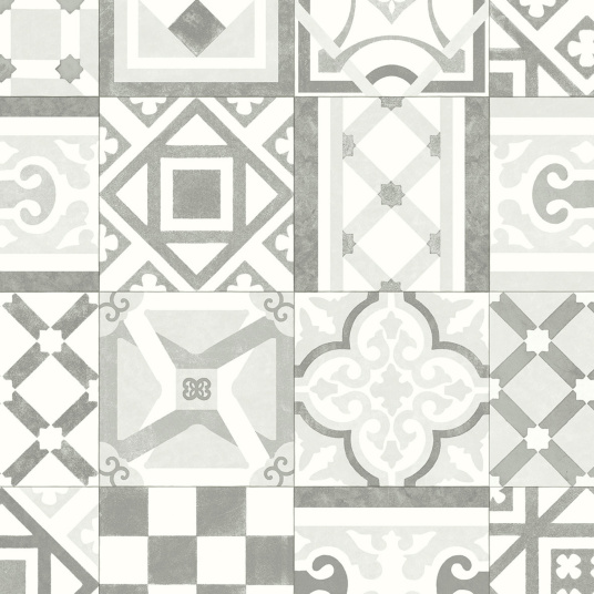 Sol Lino Eco - Carreaux de ciment effet vieilli gris et blanc