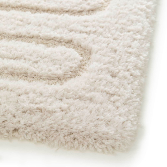 Tapis Zig-Zag crème relief arrondi motif graphique