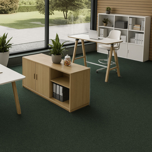 Moquette professionnelle - Trafic 33 Contract - Vert bronze chiné recyclable - Bureau open space moderne