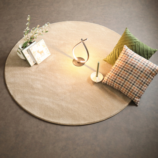 Tapis rond Hypnose beige nude Galon tabac