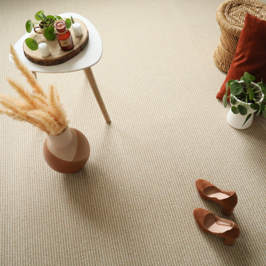 Moquette rayée chambre Laine & Mix Écru et beige miel