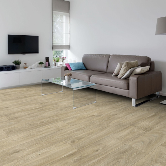 Sol Vinyle Textile Grande largeur - Aspect parquet chêne brut - salon