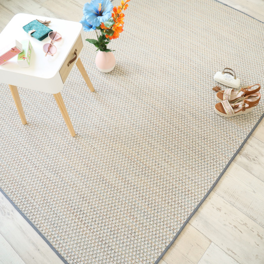 Tapis extérieur et intérieur tissé plat Sumatra silver multicolor finition gris ardoise