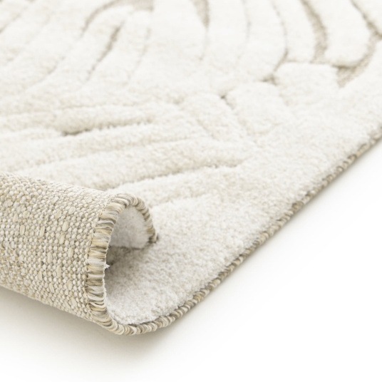 Tapis de salon en matière recyclée Ode à la nature beige et crème - envers