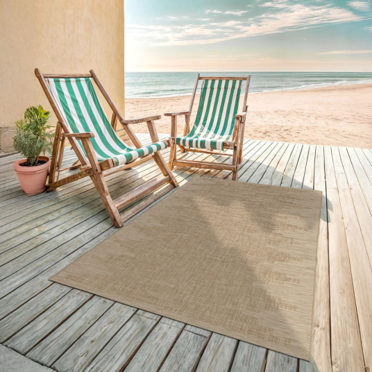 Tapis d'intérieur ou d'extérieur aspect naturel - Amaya - Beige - terrasse