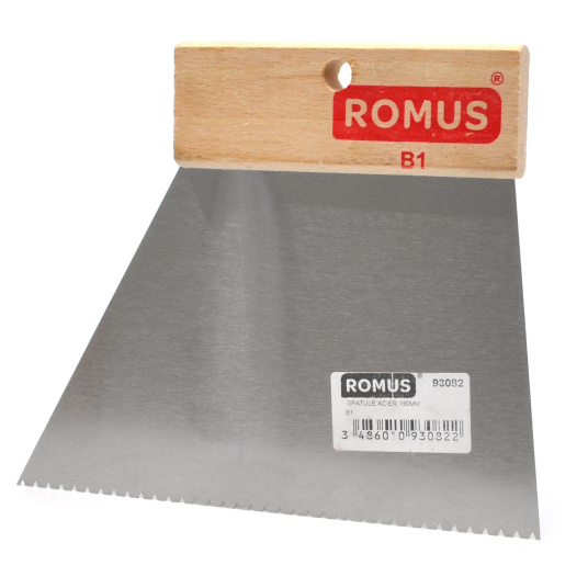 Spatule acier B1 Romus, accessoire de pose pour sols textiles et fibres végétales