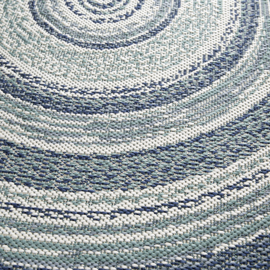 Tapis rond d'extérieur ou d'intérieur - Céleste - Bleu et vert - vue de près