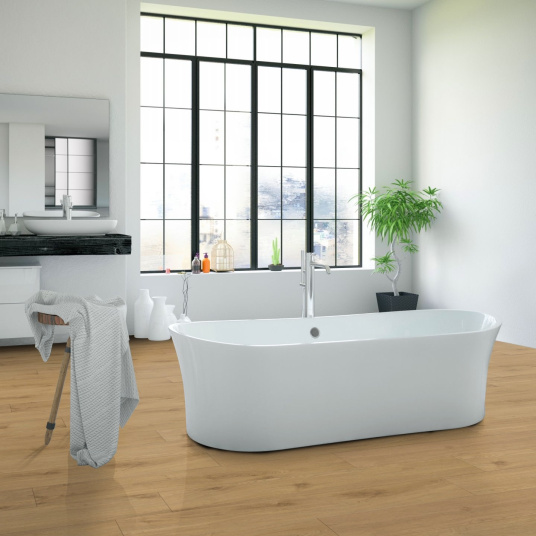 Lame sol vinyle rigide Performance Clic 5G parquet chêne en salle de bain moderne