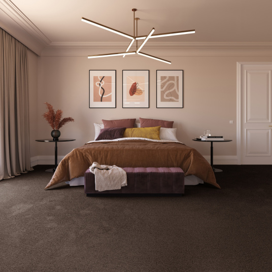 Moquette chambre résistante aux taches Chromaluxe brun chaud