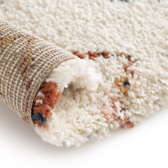 Tapis motif berbère - Ouna - Écru et losanges multicolore - envers