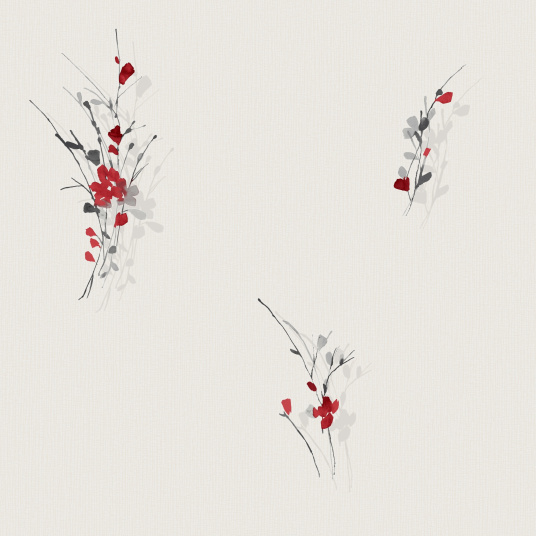 Papier peint vinyle expansé sur intissé - Aquarelle - Fleurs rouges - Sans perspective
