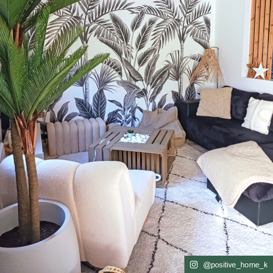 Tapis motif berbère - Rituel - Noir et écru - salon