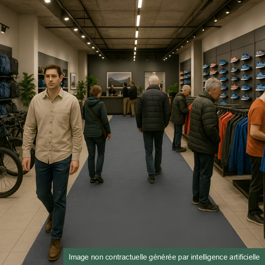Moquette filmée - Stand Event - Gris souris - Couloir magasin