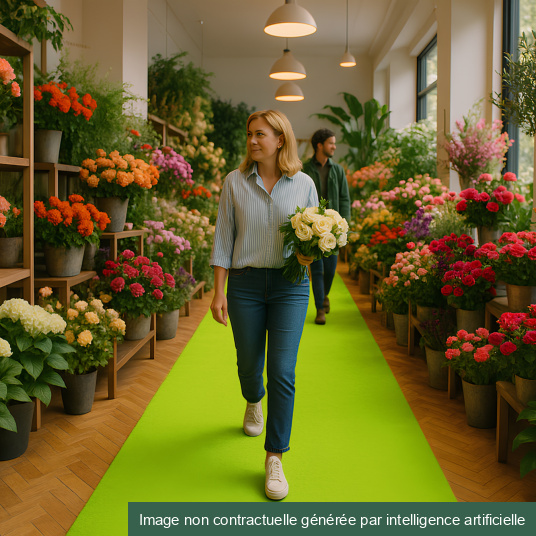 Moquette filmée - Stand Event - Vert - Tapis de passage chez un fleuriste