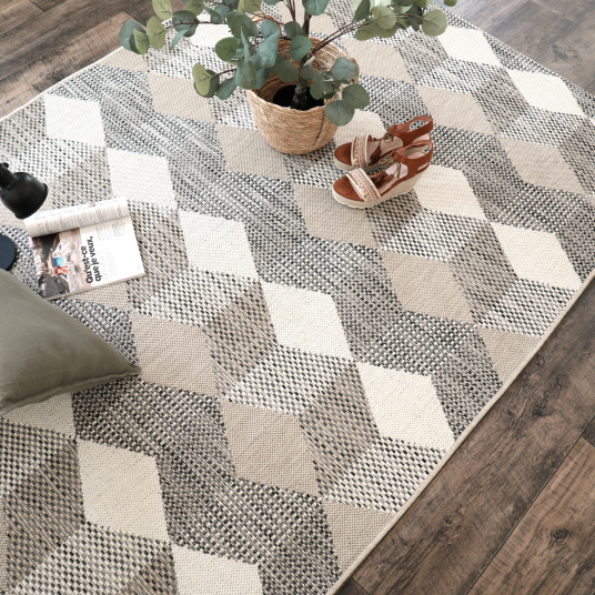 Tapis graphique Essenza Marron Cubes 3D à motifs, intérieur cosy et tendance