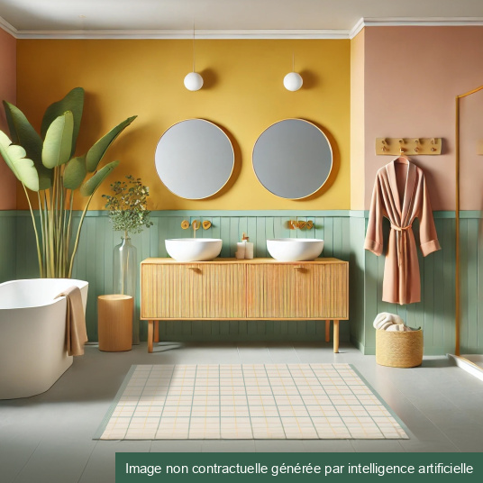 Tapis d'intérieur ou d'extérieur vintage - Félix - Pastel multicolore - salle de bain