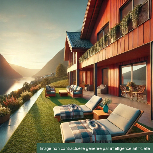 Gazon Fjord - 55mm dans un aménagement extérieur chic et confortable style nordique