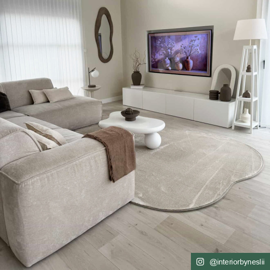 Tapis contemporain de forme organique - Pulse - Argile beige