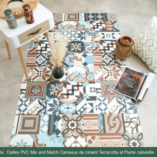 Ambiance chaleureuse avec dalles clipsables vinyle Mix and Match - Pose sans colle