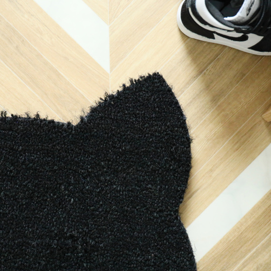 Paillasson Coco - Chat Miaou - Noir - vue de près