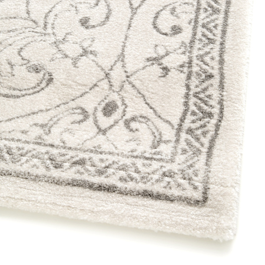 Tapis à motif floral oriental - Arabesque - Écru - coin