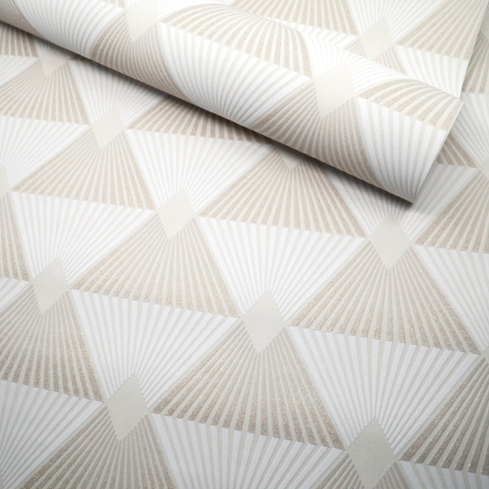 Papier peint expansé sur intissé - Rose gold - Motif Art Déco à paillettes