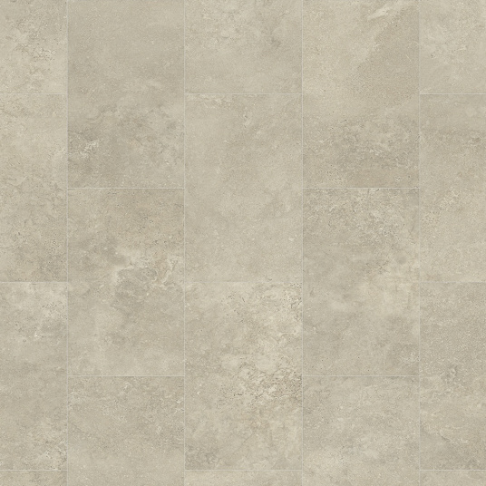 Sol Vinyle Textile Grande largeur - Carrelage pierre naturelle - Travertin crème - sans perspective