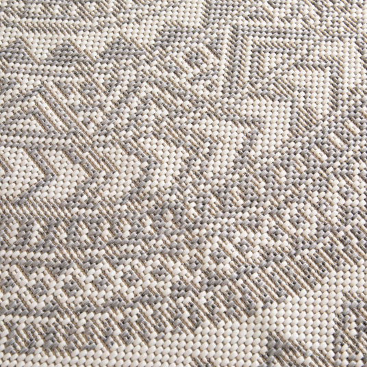 Tapis rond d'intérieur ou d'extérieur - Mandala - Gris - gros plan