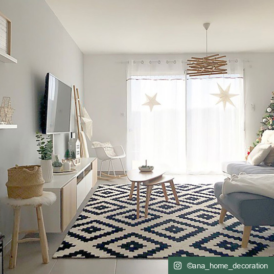 Tapis Graphique - noir et blanc cassé - salon