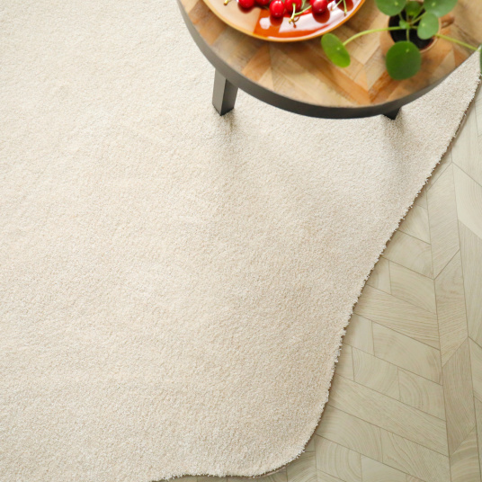 Tapis contemporain de forme organique - Influence - Beige clair - vue du dessus