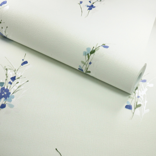 Papier peint vinyle expansé sur intissé - Aquarelle - Fleurs bleues