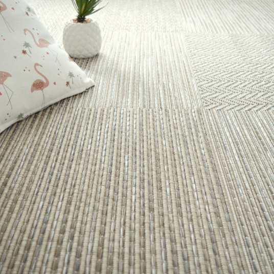 Tapis Moderne Prisma Grège - Carrés - Vue de face