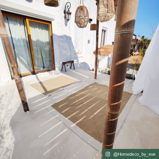 Tapis imitation fibres naturelles intérieur et extérieur Provence aspect jute - terrasse extérieure