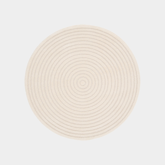 Tapis rond de salon en relief - Circle - Cercle écru et crème