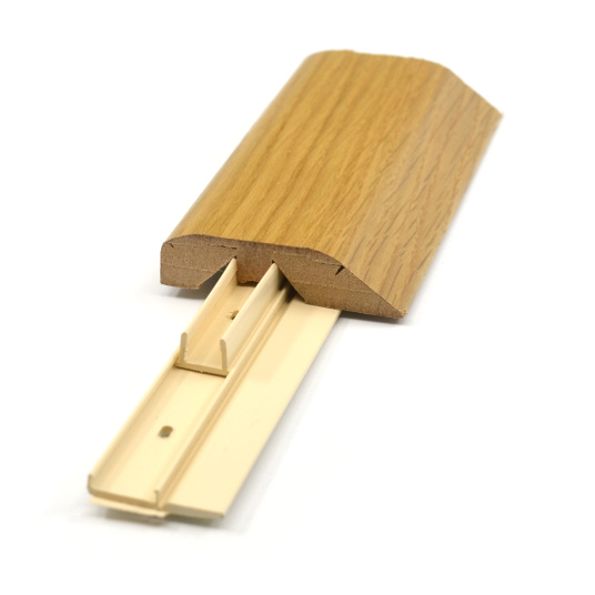 Profilé 3 en 1 chêne doré avec rail de fixation pour seuil de porte