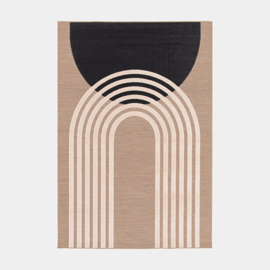 Tapis intérieur et extérieur en relief Luna beige et noir