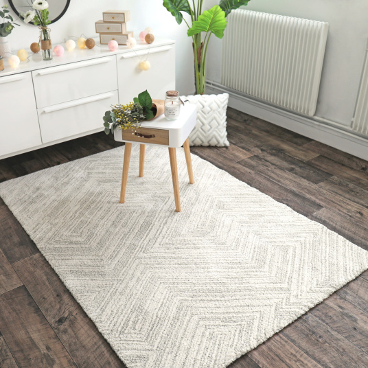 Tapis ultra-doux - Minimaliste - Crème dessin graphique clair - Ambiance Salon