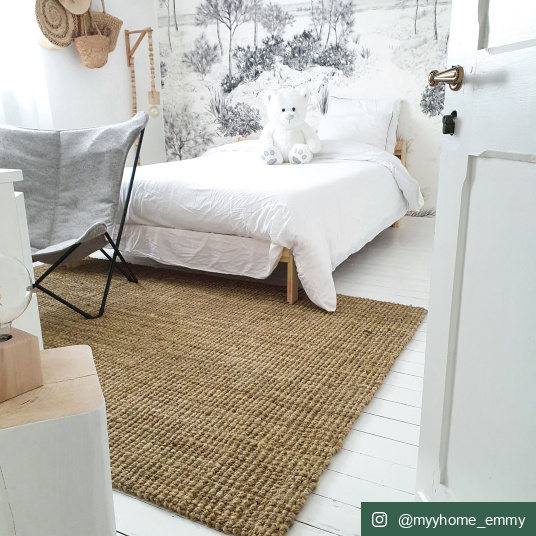 Tapis naturel Bohème en Jute - chambre