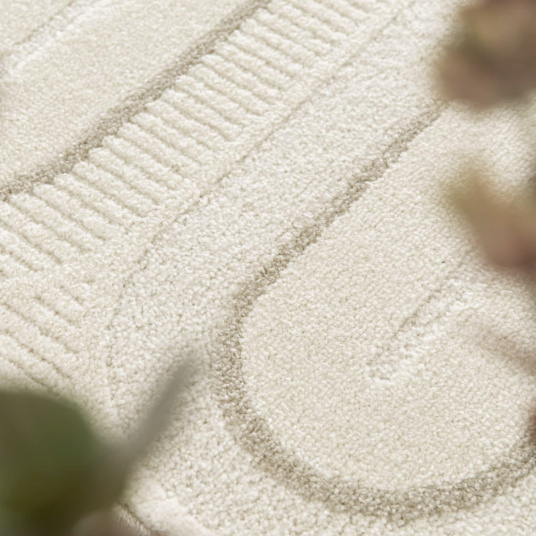 Tapis de salon courbe géométrique - Agosti - Écru et beige naturel - vue de près