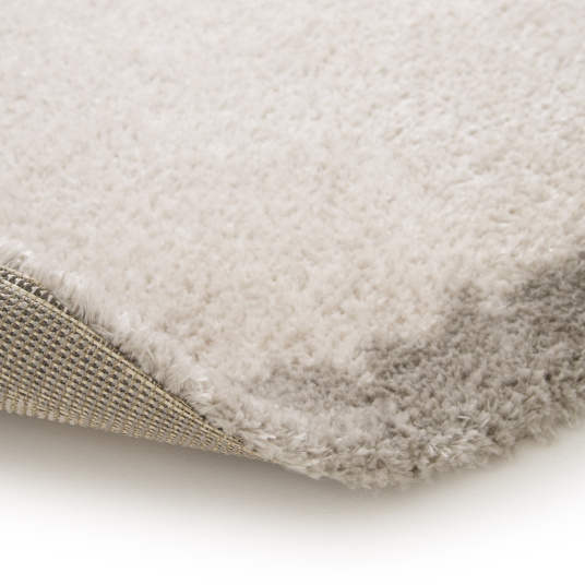 Tapis rond en matière douce recyclée - Creamy - Beige et crème - envers