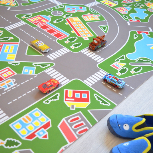 Tapis Vinyle pour les enfants - Les rues de la ville verte - Tranche