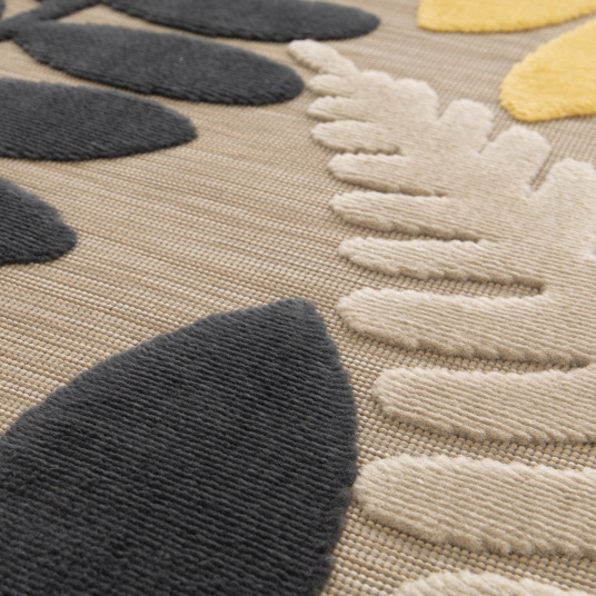 Tapis intérieur et extérieur en relief - Palmera - Beige et noir - gros plan