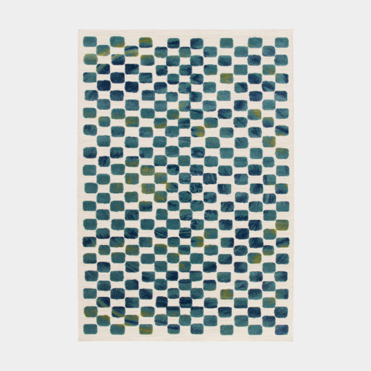 Tapis intérieur et extérieur motif géométrique - Idylle - Bleu et vert